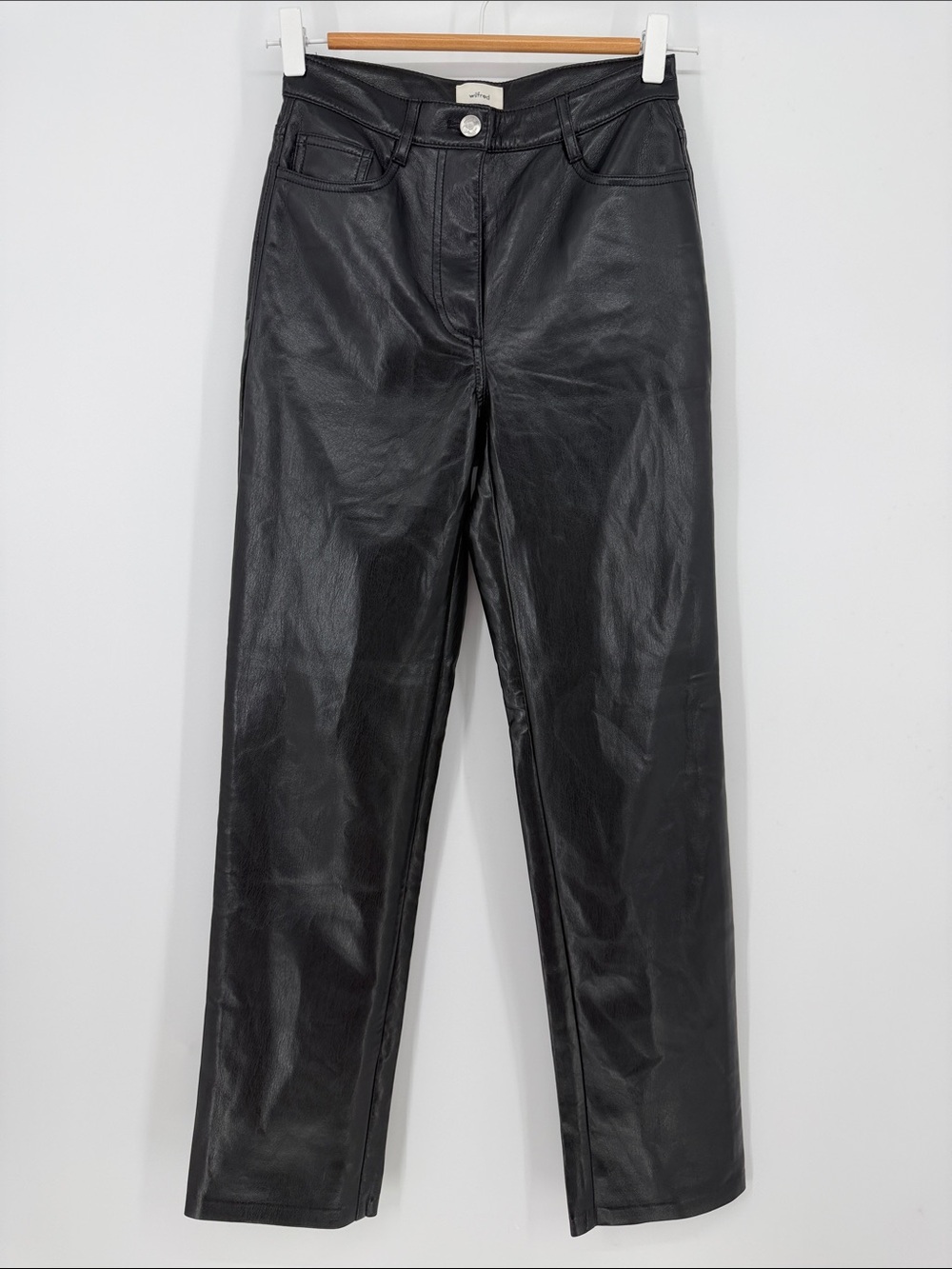 Aritzia‎ Wilfred Melina Black Vegan Leather High Rise Straight Pants Size 0